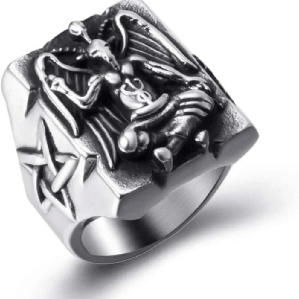 Stainless Steel Goat Satanic Punk Ring